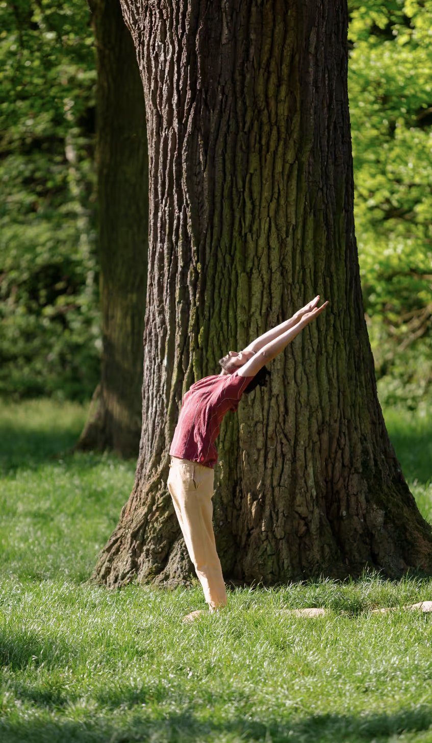Posture de Surya Kriya sous un arbre